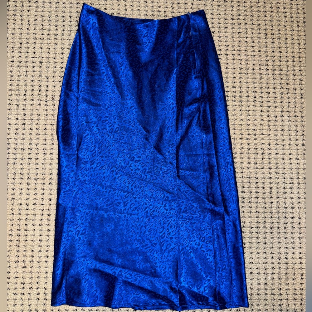 Satin Midi Skirt - Royal Blue